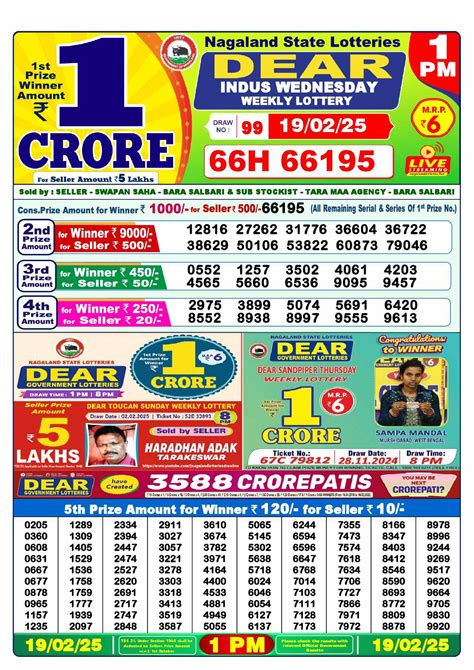 lottery sambad19|dear lottery 19 tarikh.